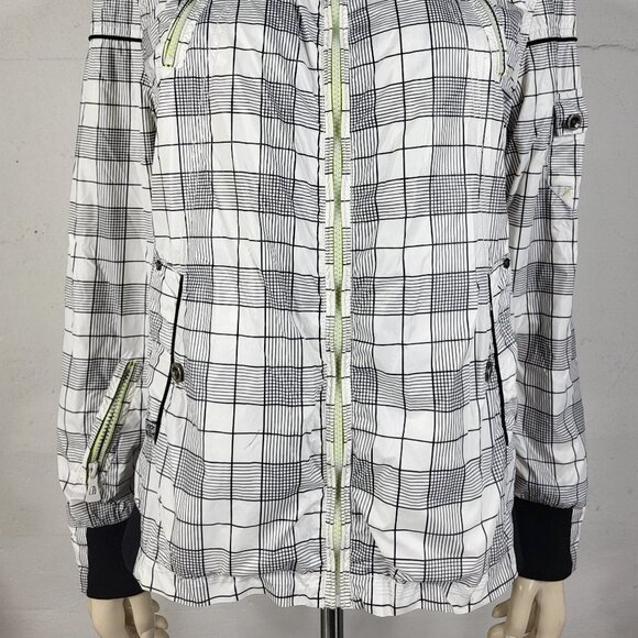 RARE Mark Fairwhale white black plaid full zip lightweight jacket ladies Medium - Picture 4 of 12